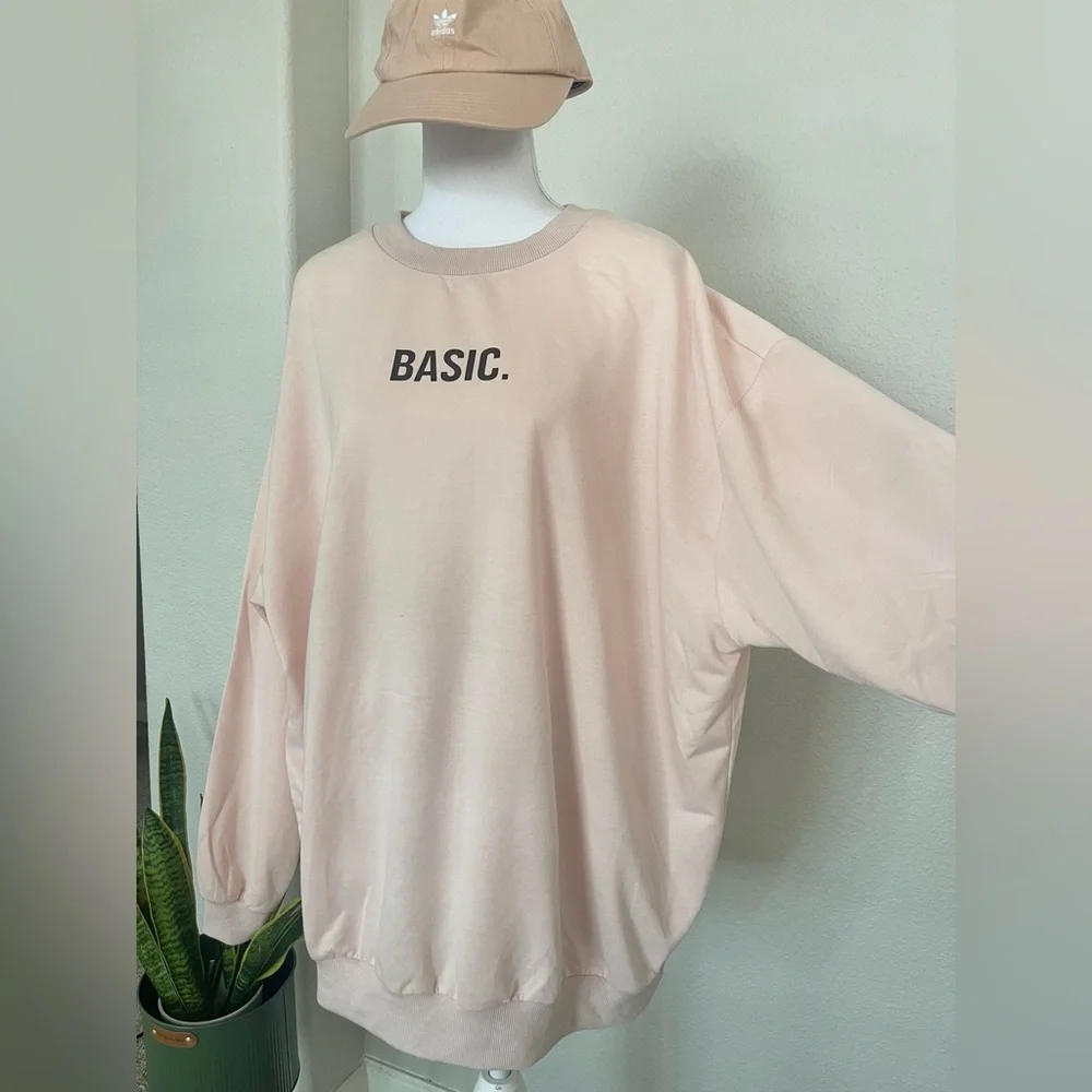 New - Pink BASIC Crewneck Pull over Sweatshirt - Picture 8 of 8